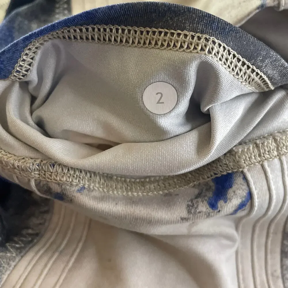 Lululemon 105 F Crop Leggings Milky Way Multi White Blue Black Size 2